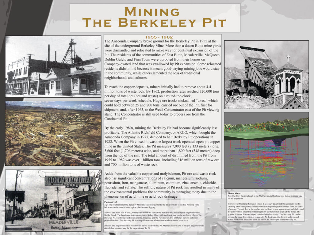 Berkeley Pit Poster Series: Mining the Berkeley Pit. Click on the image to view a larger version, or use the links at the bottom of the page to download a high-resolution version.